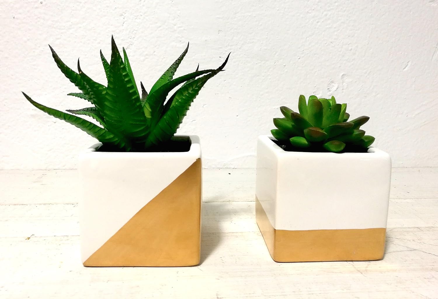 Ceramic Faux Plant — 3" — Squre, 2-tone