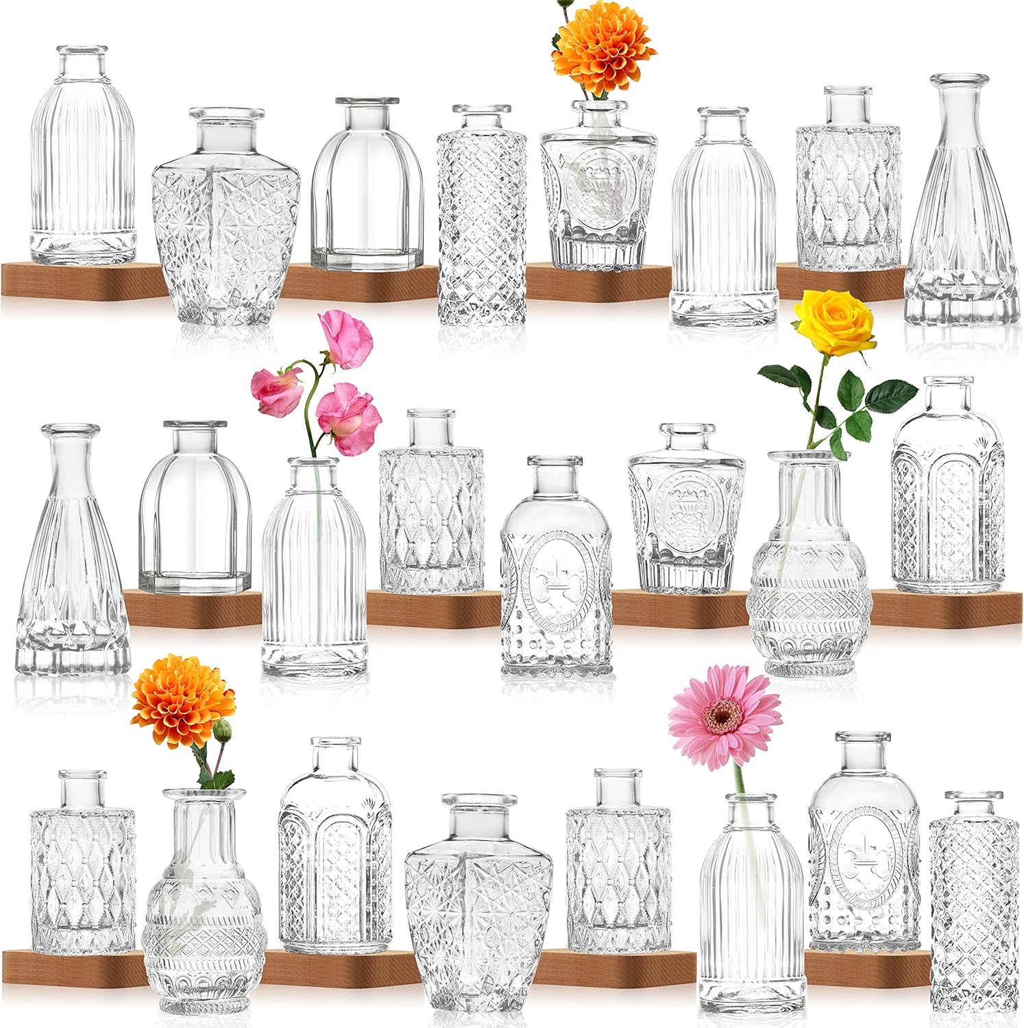 Vintage Orange Flower Vase — Set of 12 — Clear-24