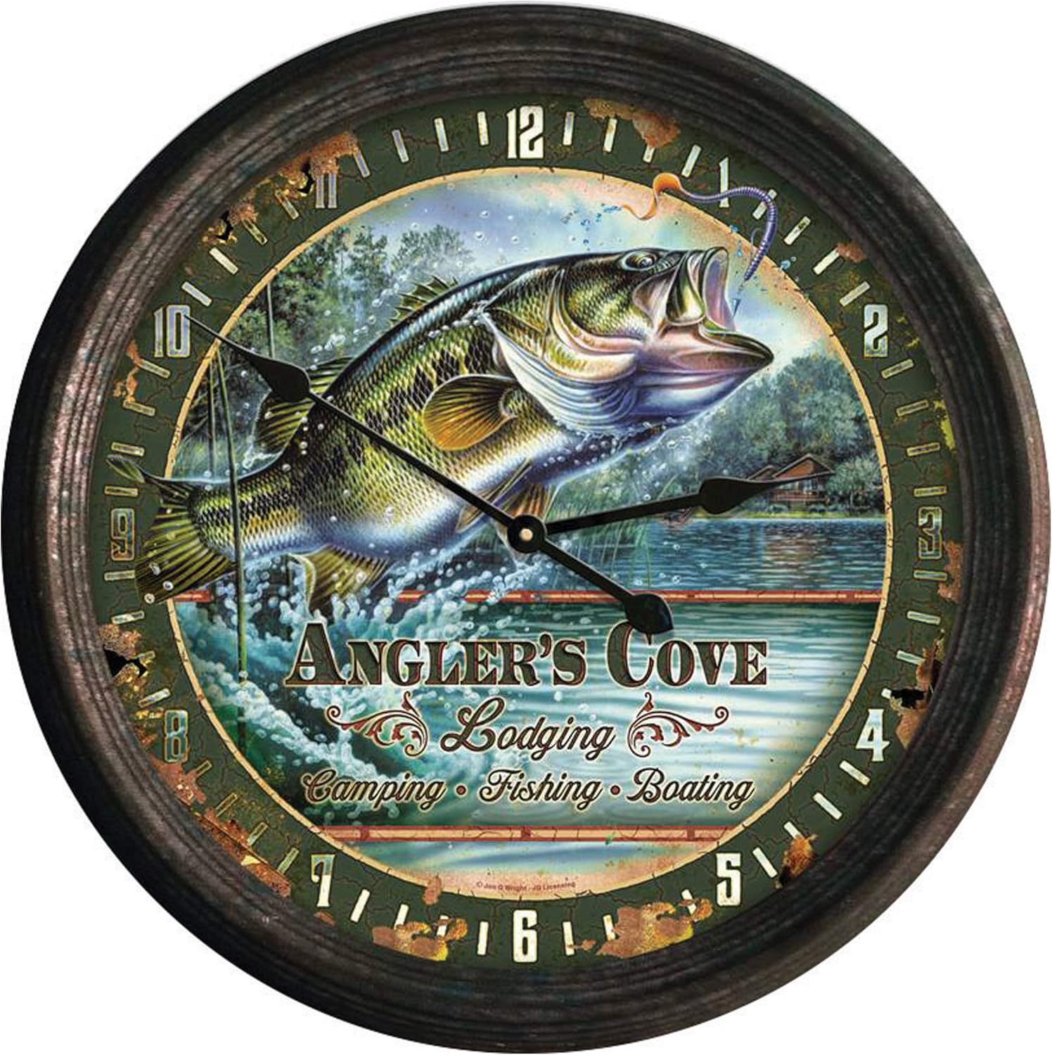 Battery-Operated Farmhouse Black Wall Clock — 15" — Bass
