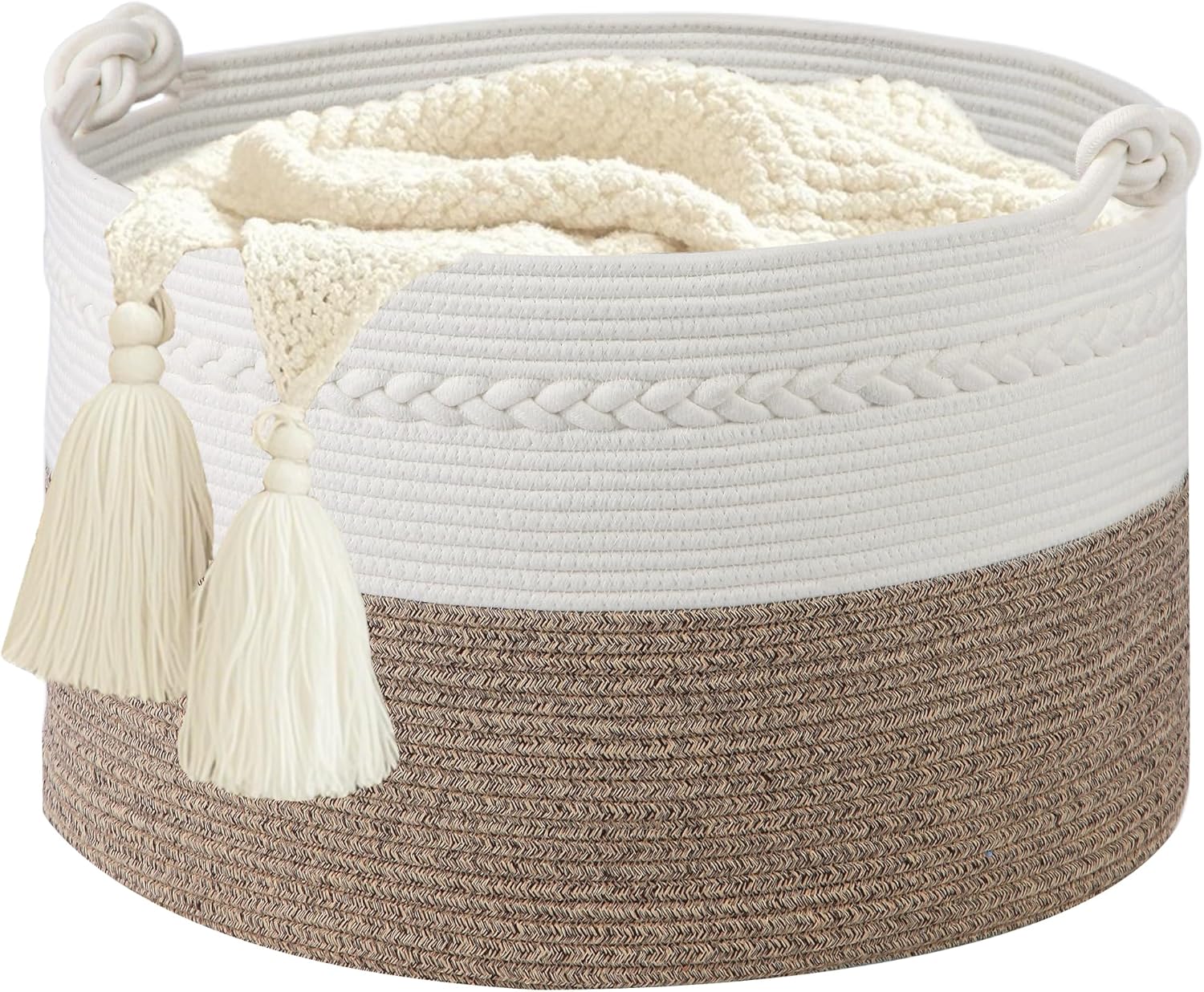 Boho Brown Throw Pillow — 20" — White/Brown