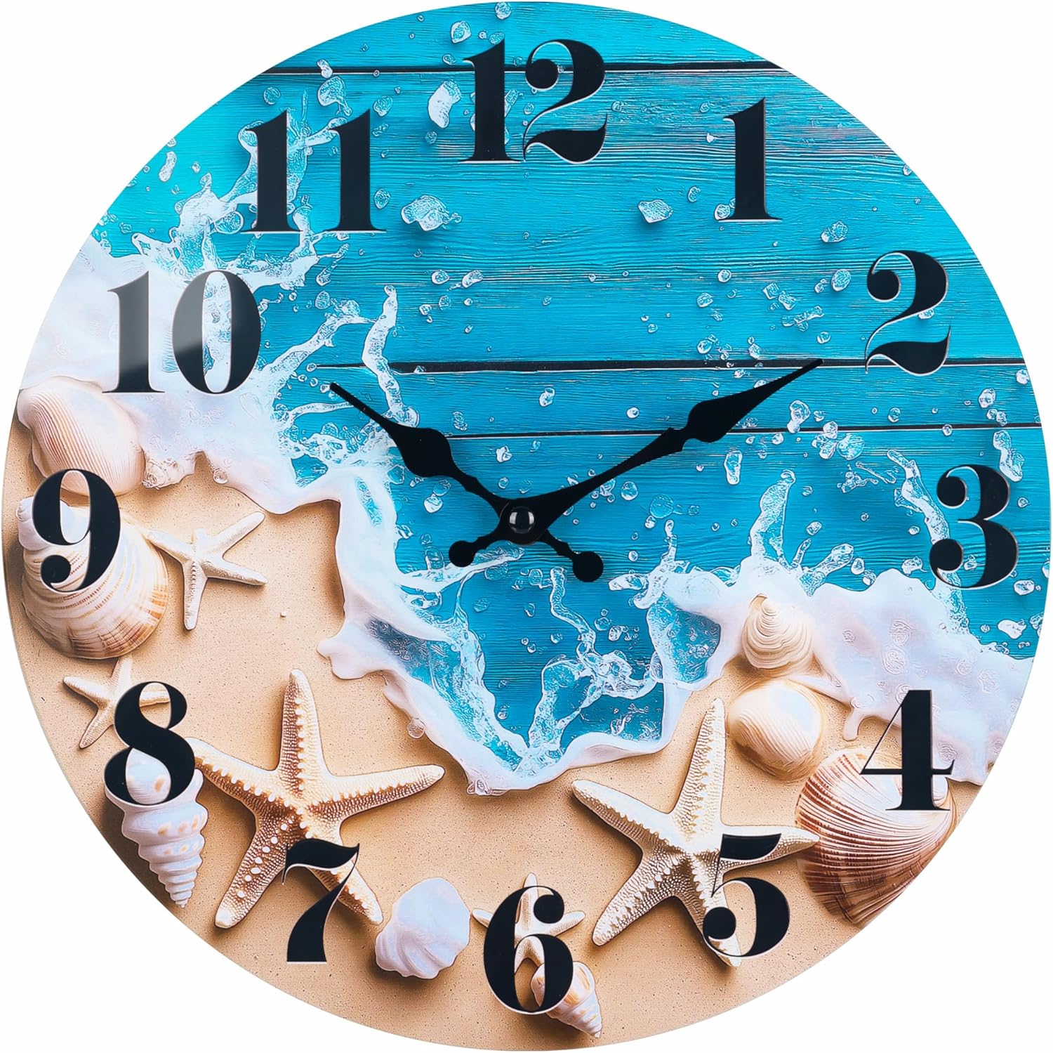 Battery Operated Brown Wall Clock — 14" — Beach