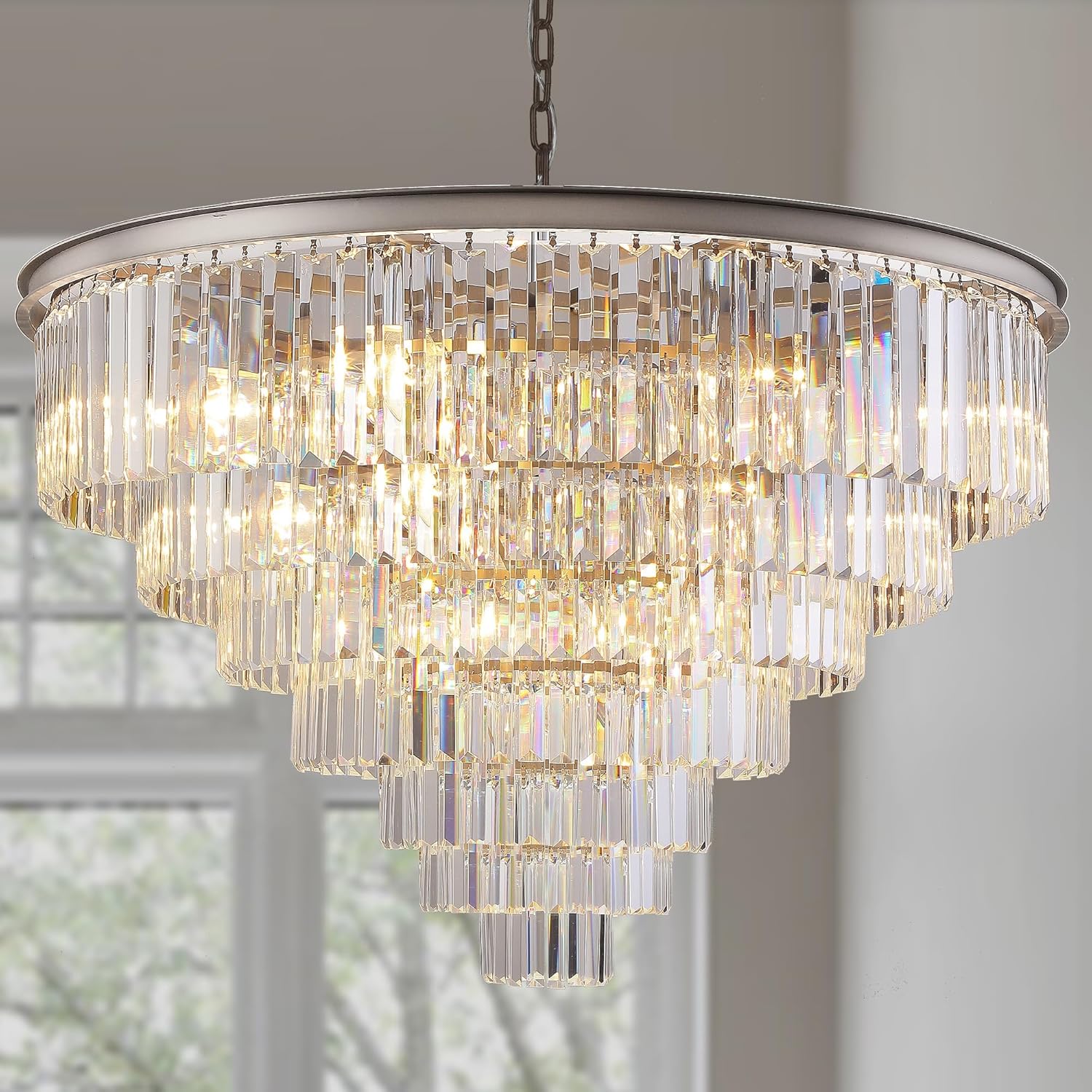 Luxe Black Chandelier — 18" — Nickel
