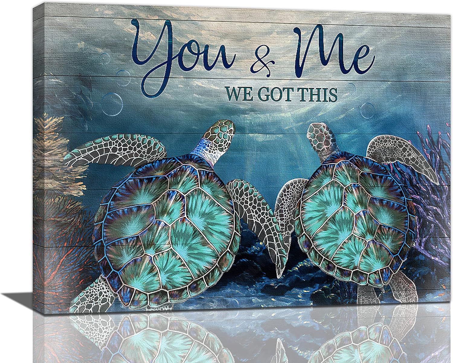 Framed Modern Metal Wall Art — 12" — Sea Turtle-2