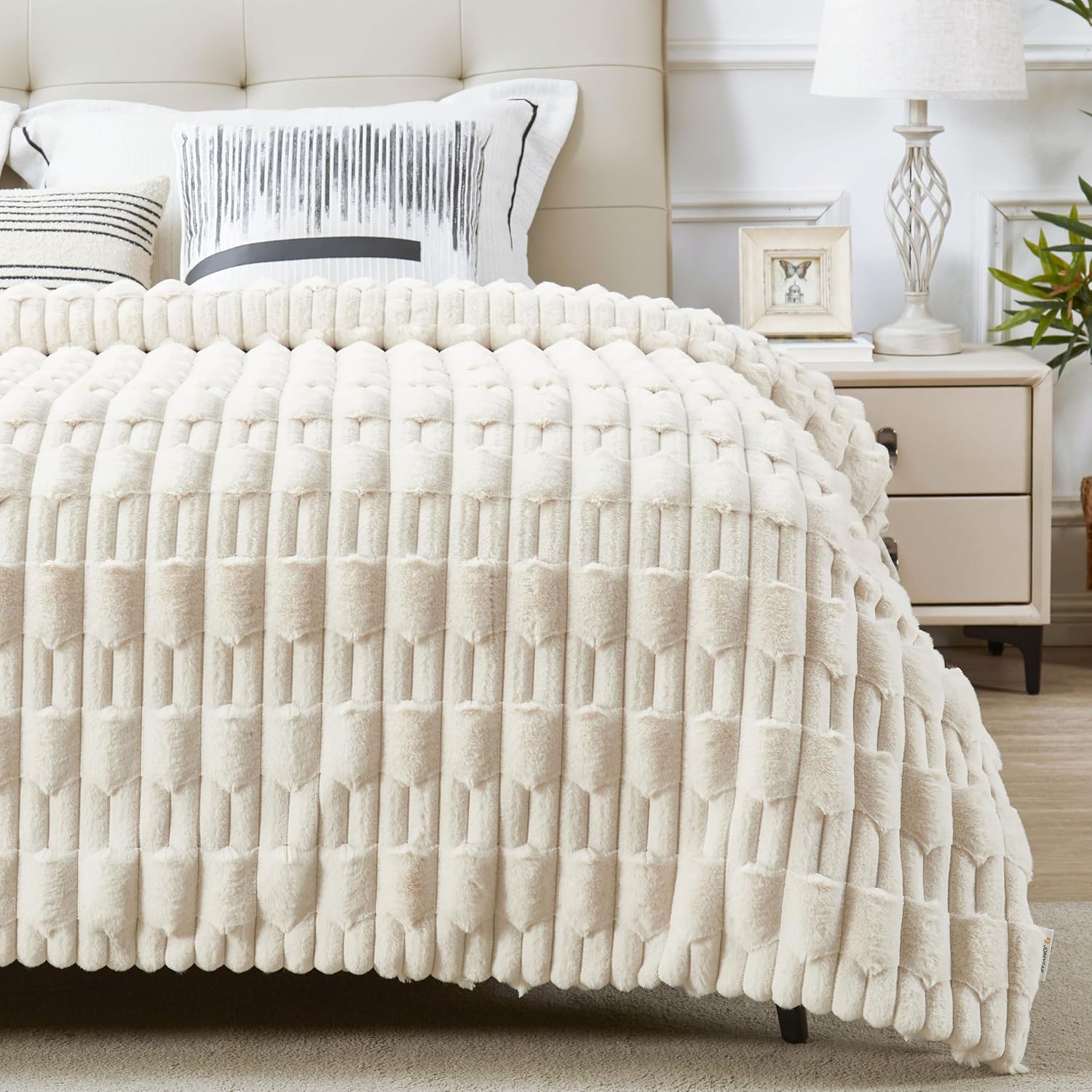 Modern Beige Throw Pillow — 50" — Sand White