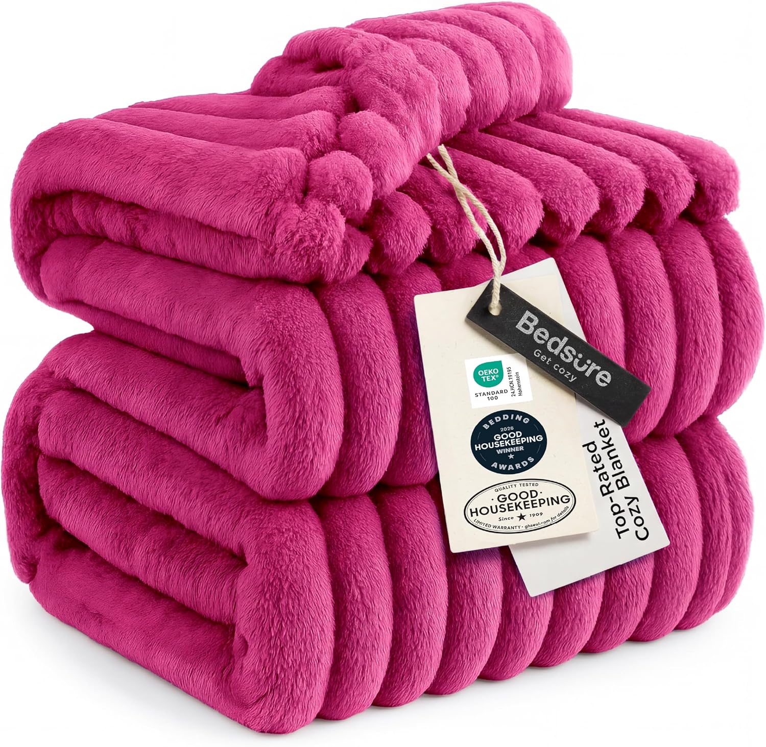 Beige Throw Pillow — 60" — Hot Pink