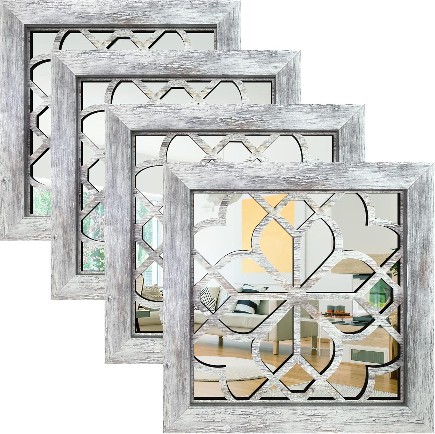 Vintage Boho Brown Wall Mirror — 12" — Grey
