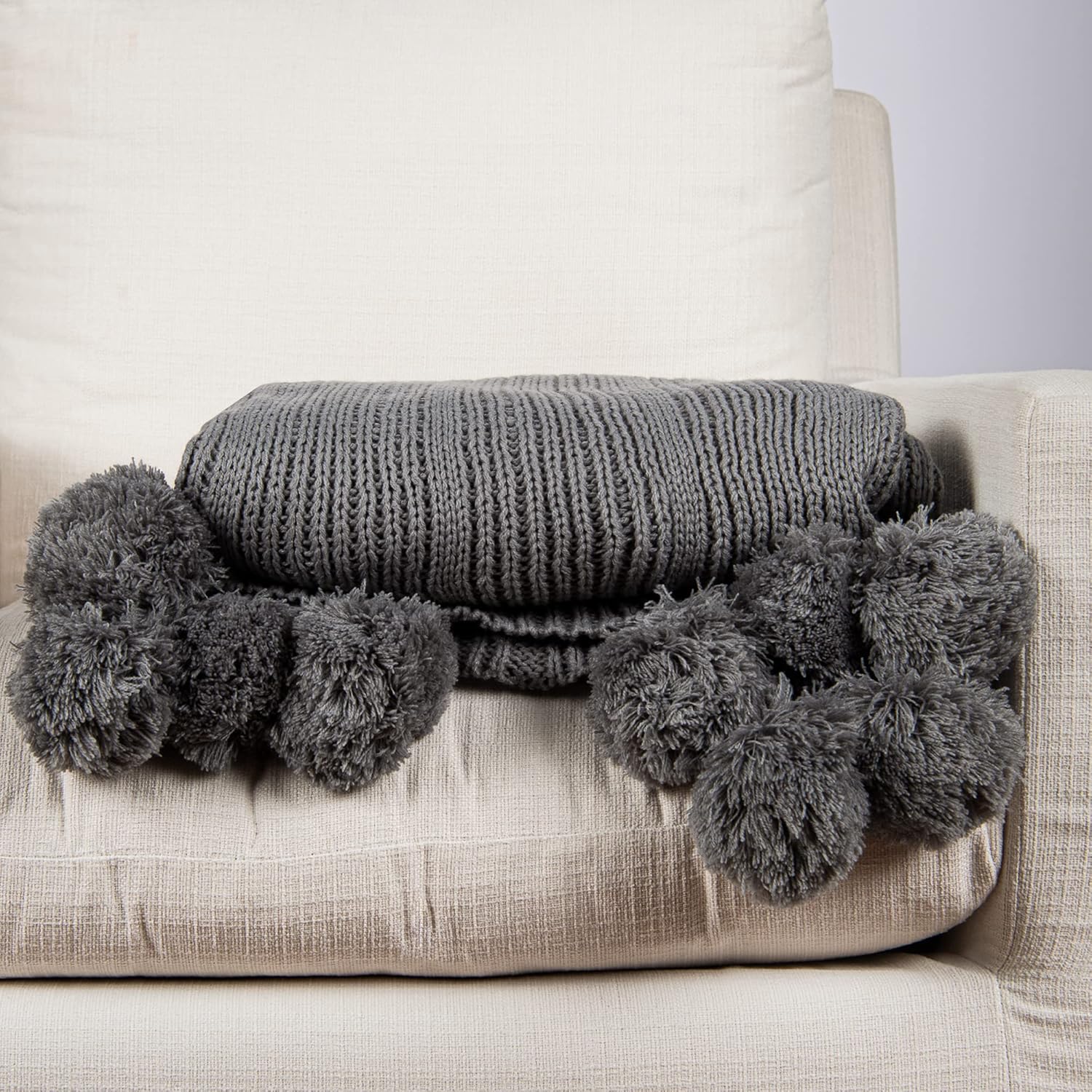 Knit Blue Throw Pillow — 50" — P_grey