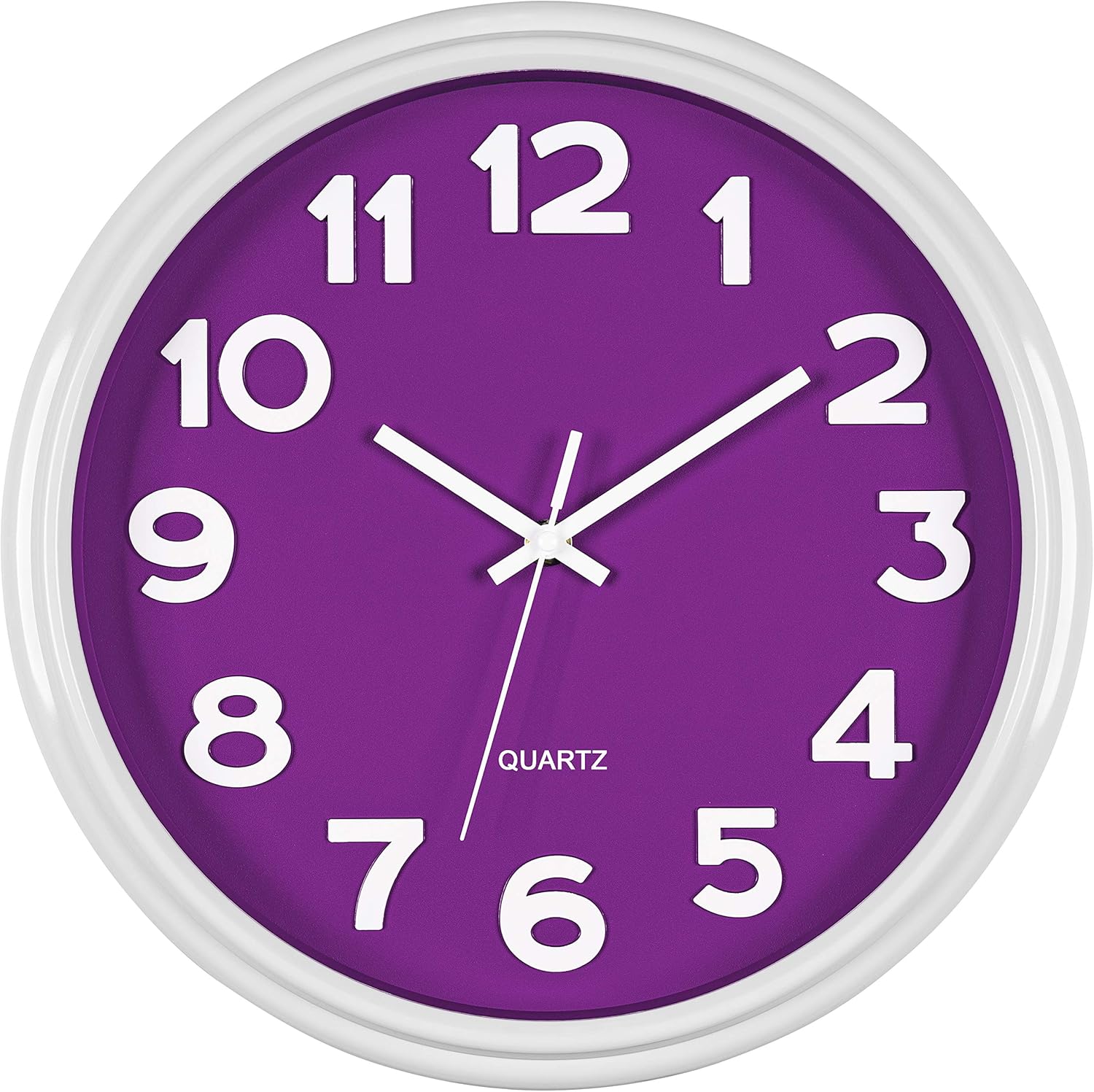 Battery Operated Modern Metal Wall Clock — 12" — Violet