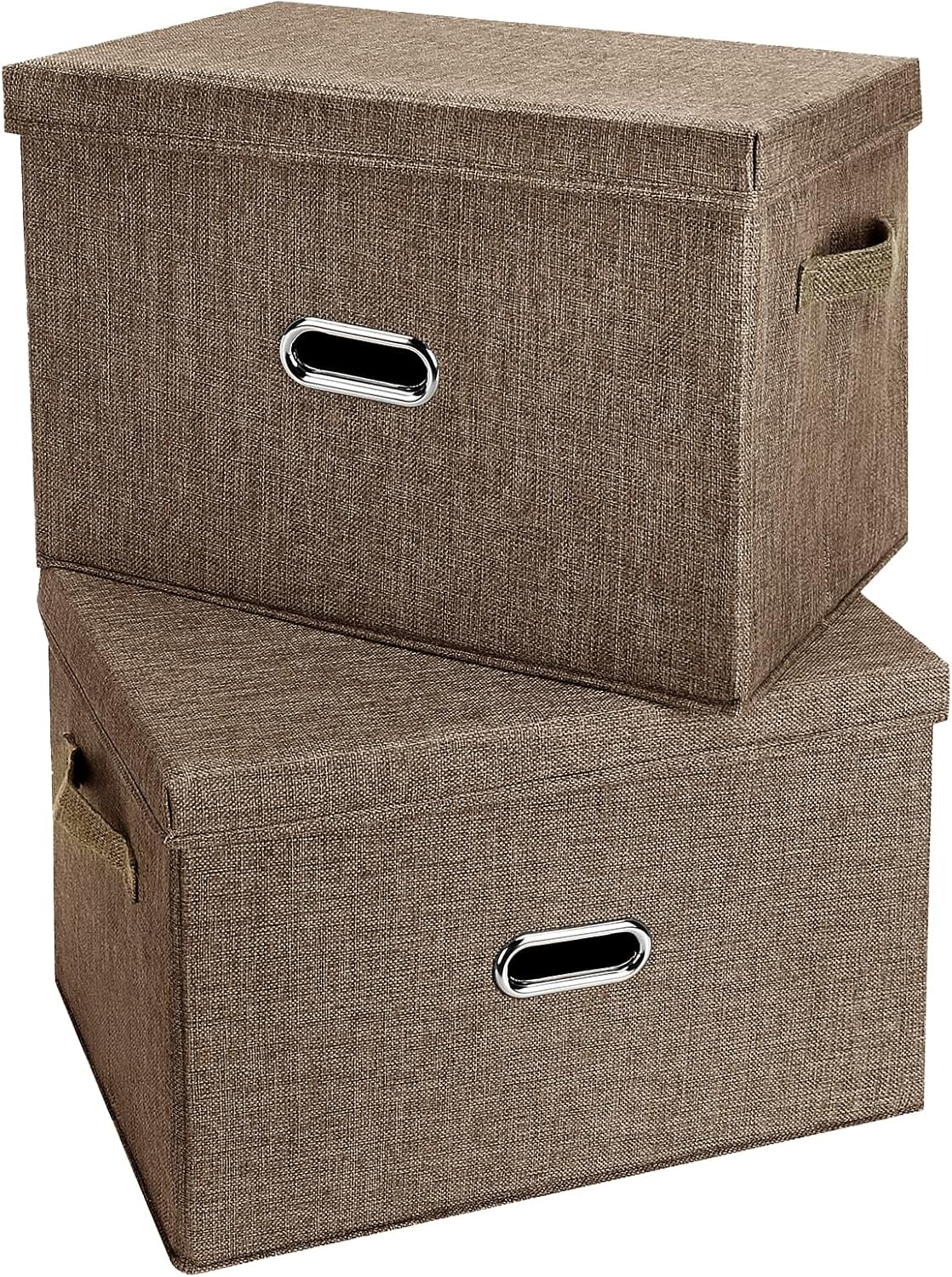 Linen Beige Storage Bin — Coffee