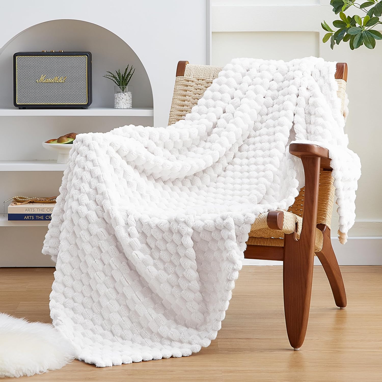 Beige Throw Pillow — 50" — White