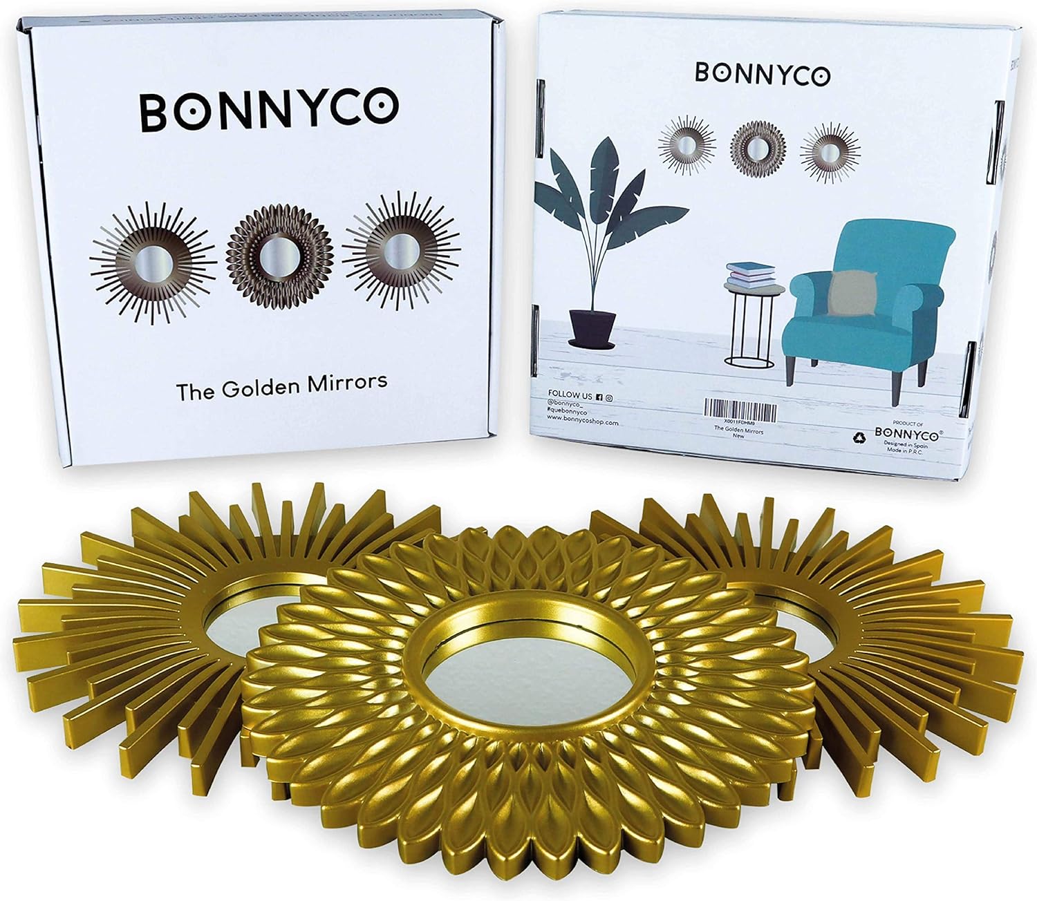 Round Luxe Gold Wall Mirror — Set of 3 - View 2