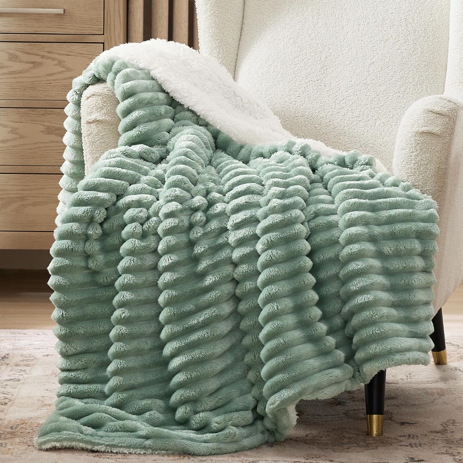 Beige Throw Pillow — 50" — 04 - Sage Green