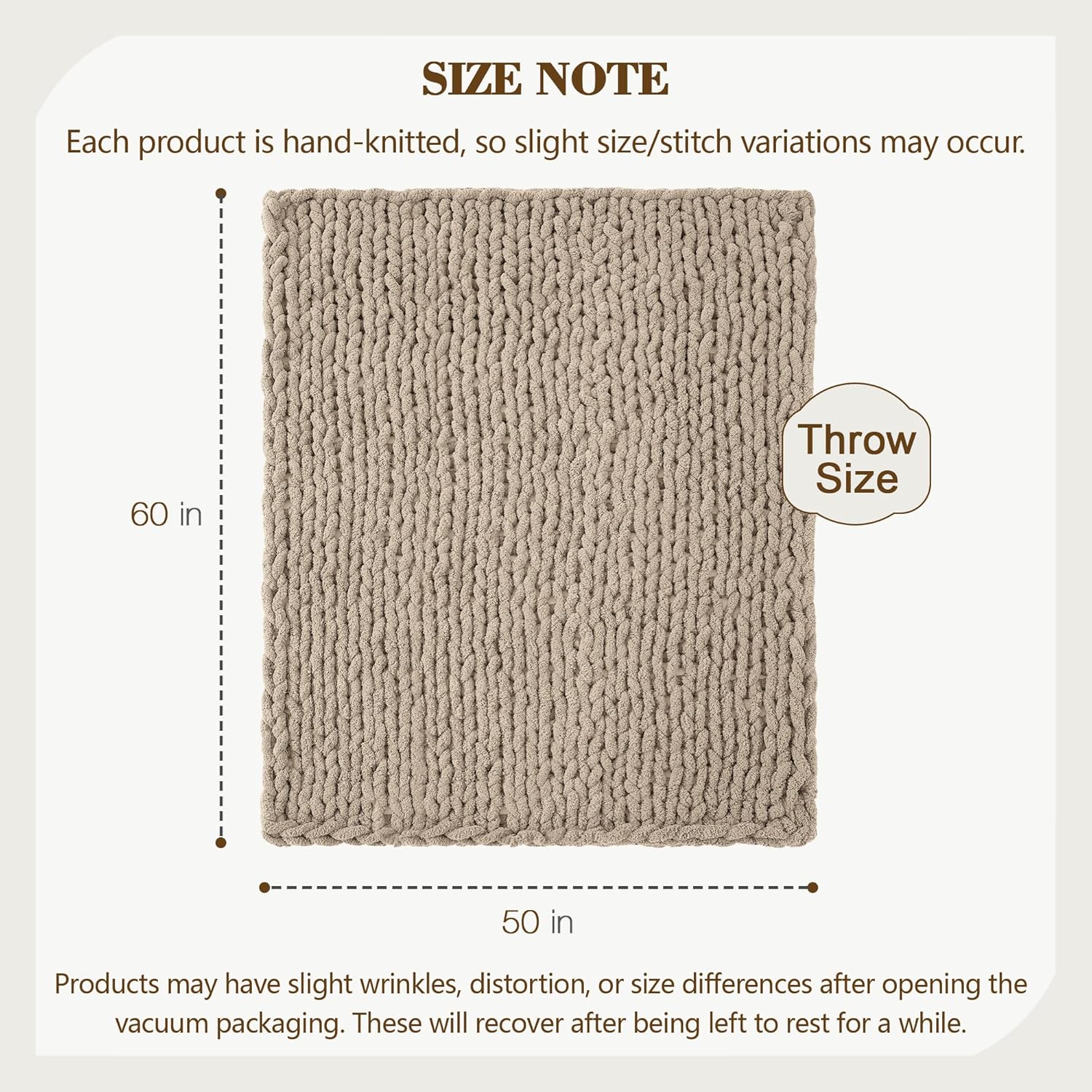Knit Boho Beige Throw Pillow — 50" - View 3