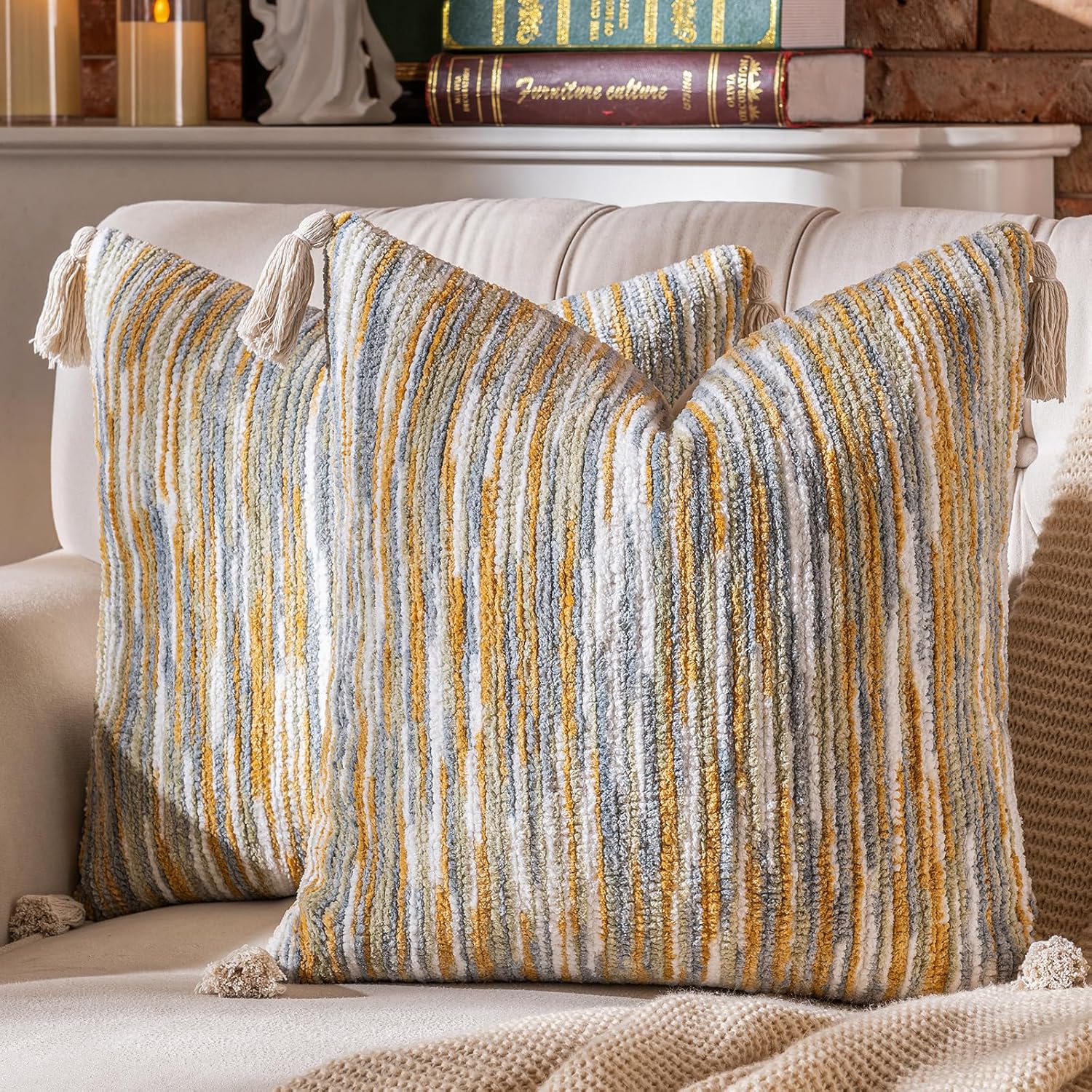 Tufted Boho Black Throw Pillow Cover — 18" — 18" x 18" (Pack of 2)