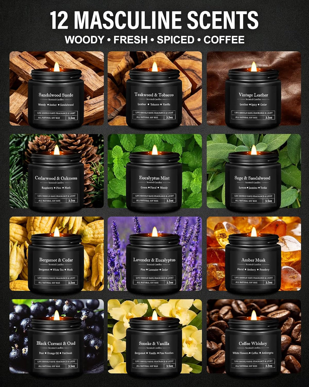 Soy Wax Black Scented Candle — 12x8 - View 2