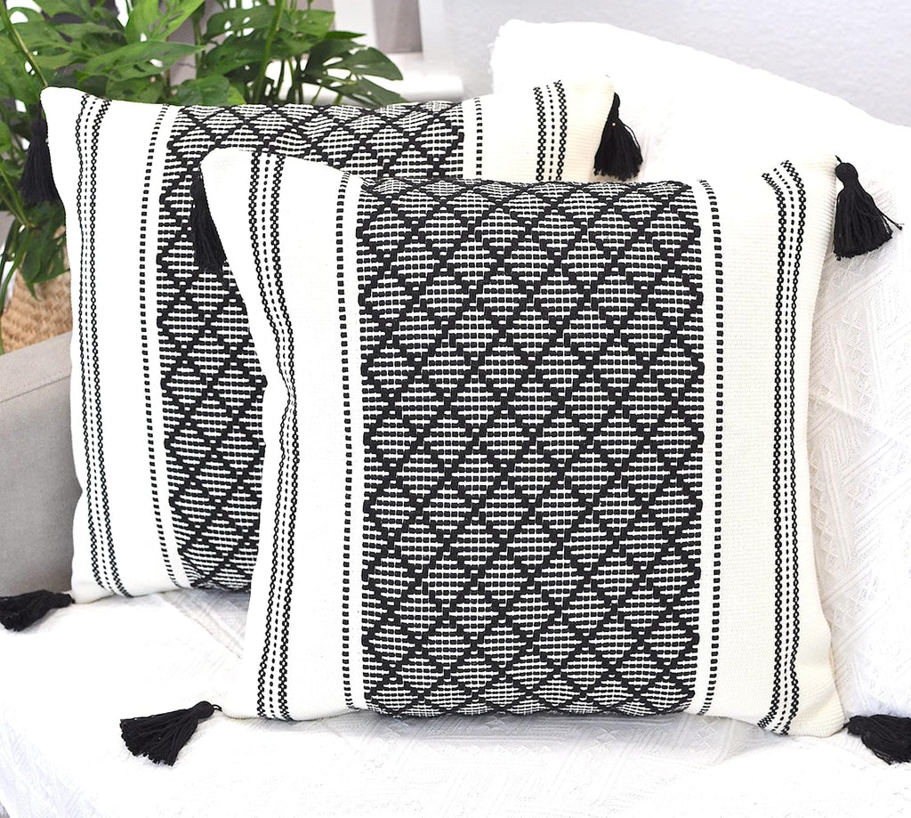 Boho Black Throw Pillow Cover — 20" - View 8