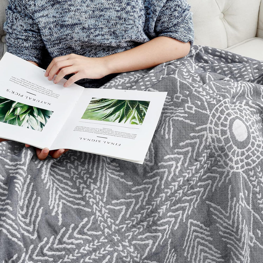 Boho Blue Throw Pillow — 50" - View 5