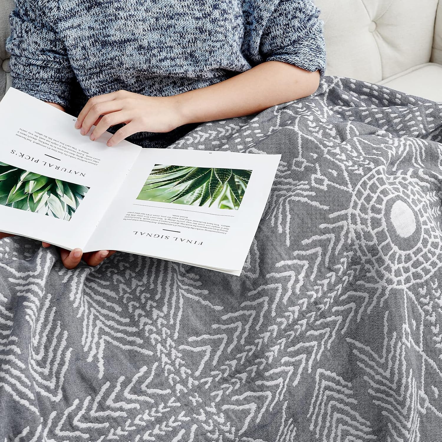 Boho Blue Throw Pillow — 50" - View 5