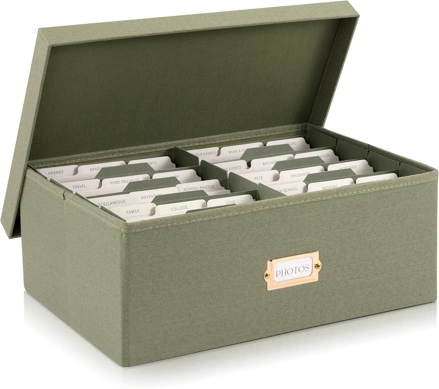 Linen Beige Storage Basket — 4x6 — Sage