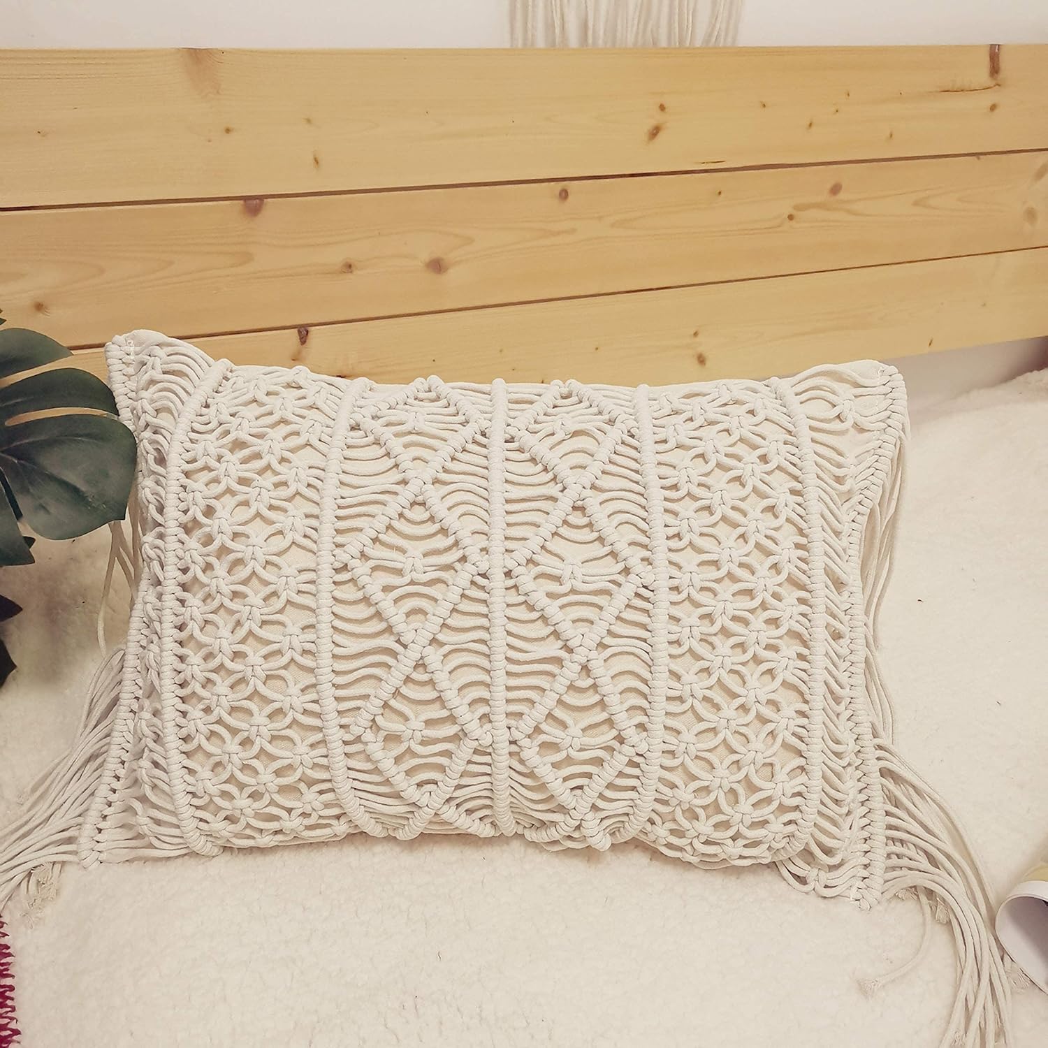 Lumbar Boho Rattan Throw Pillow Cover — Set of 2 - View 7