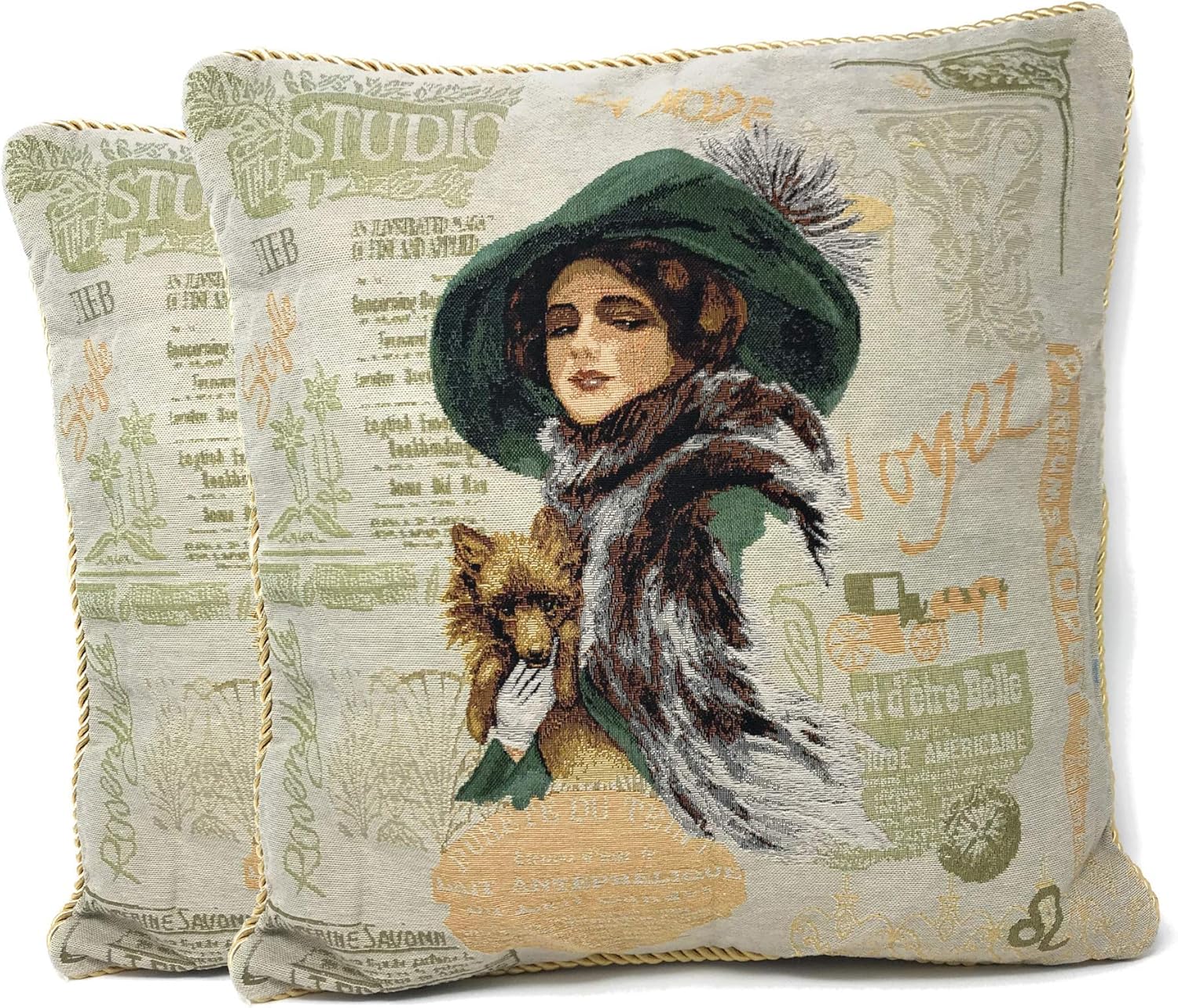 Vintage Boho Blue Throw Pillow Cover — 18" — 18" x 18" (Pack of 2)