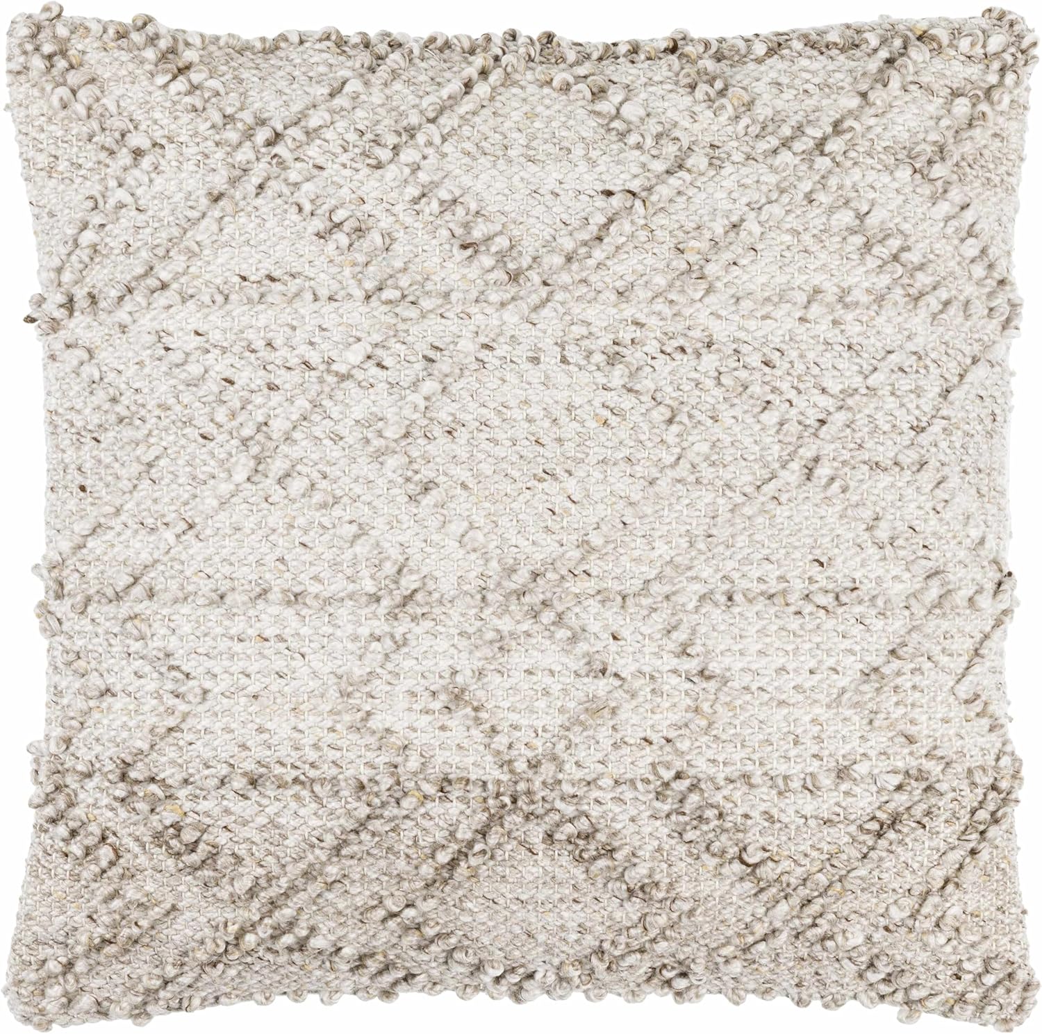 Lumbar Boho Beige Cushion Cover — 20" — 22" Square (Cover Only)