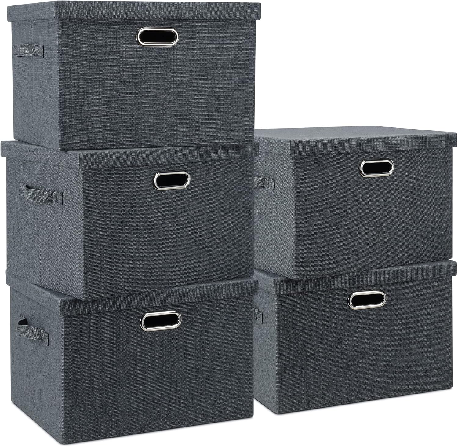 Linen Beige Storage Bin — 6x11 — Dark Gray