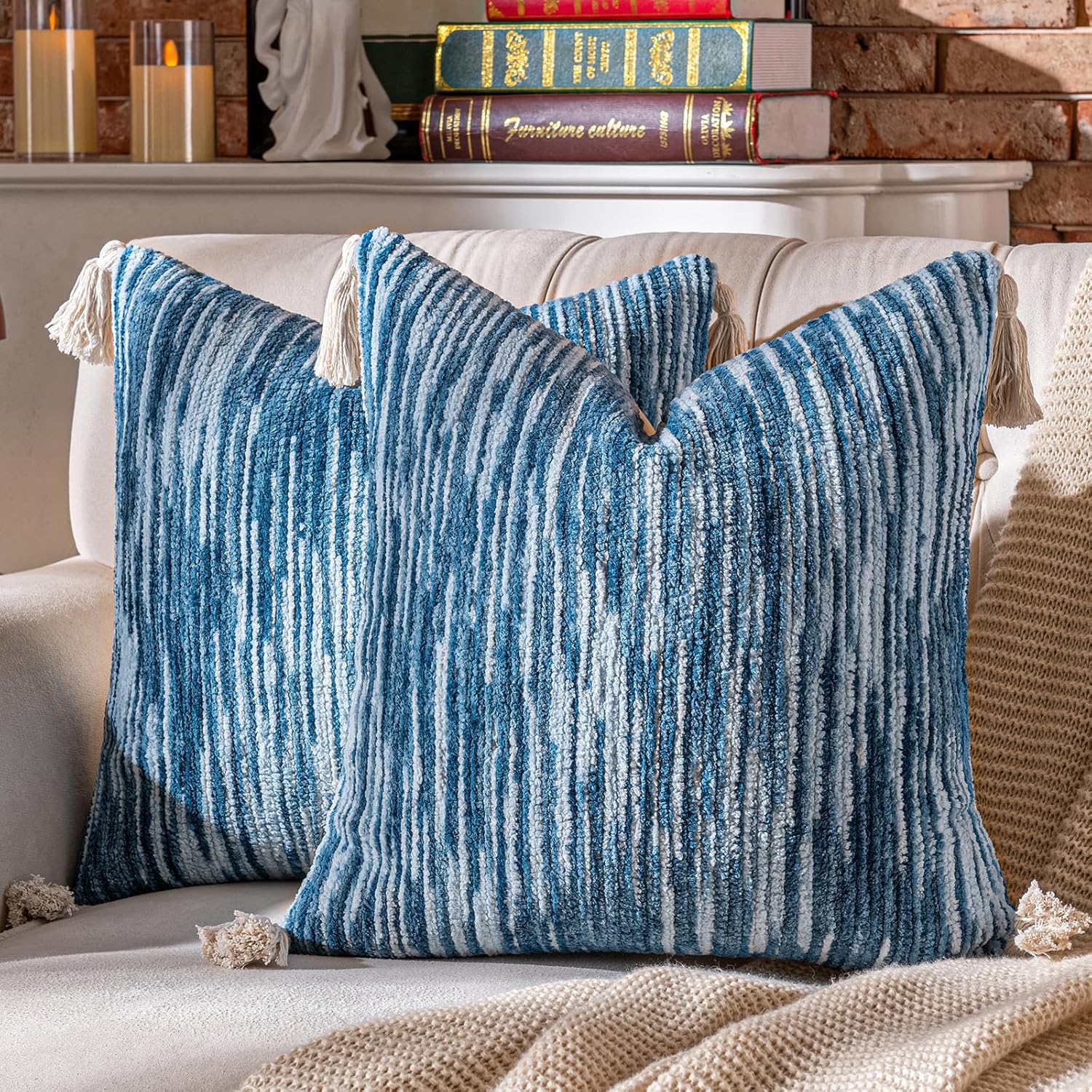 Tufted Boho Black Throw Pillow Cover — 18" — 18" x 18" (Pack of 2)