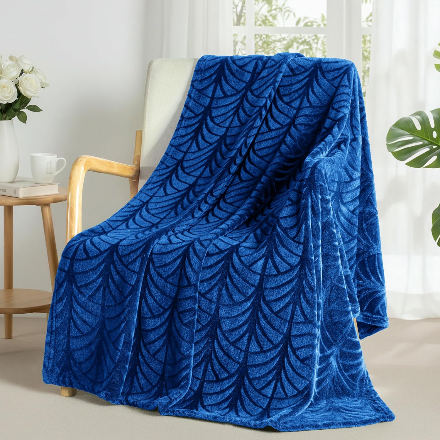 Velvet Luxe Beige Throw Pillow — 50" — Royal Blue