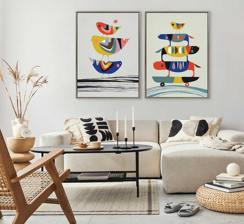 Framed Mid-Century Beige Canvas Wall Art — 41.5" - View 4