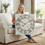 Farmhouse Brown Wall Clock — 24" — White