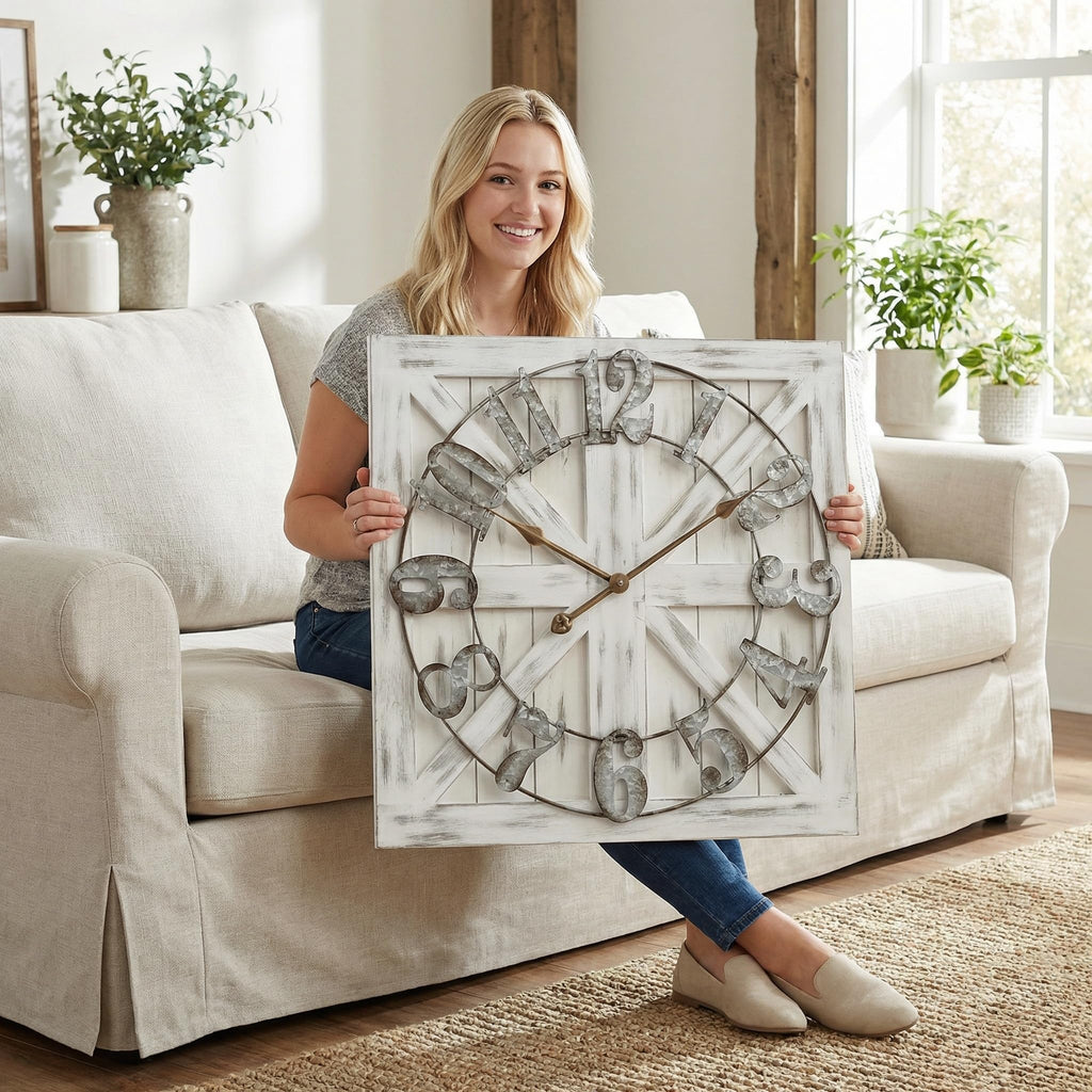 Farmhouse Brown Wall Clock — 24"
