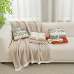 Knit Beige Throw Pillow — 50" - View 9