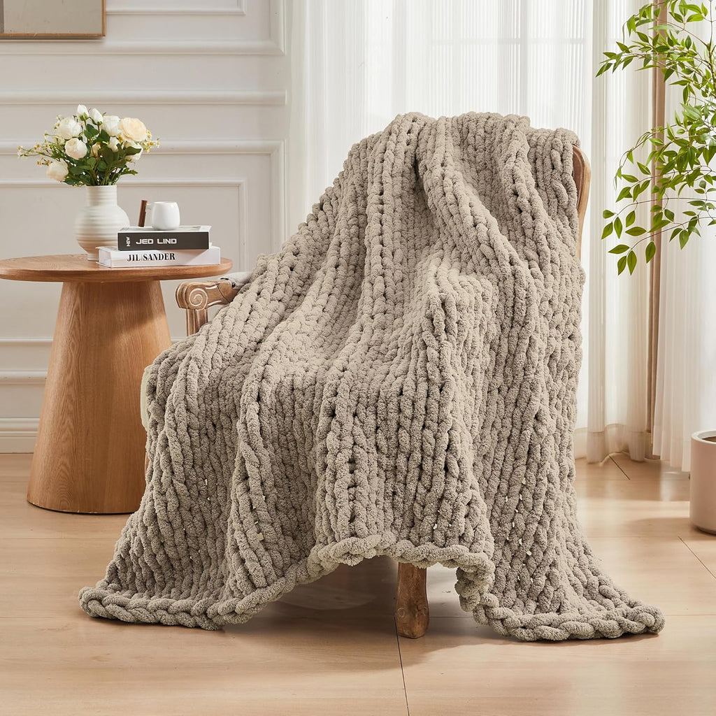 Knit Boho Beige Throw Pillow — 50" - View 8