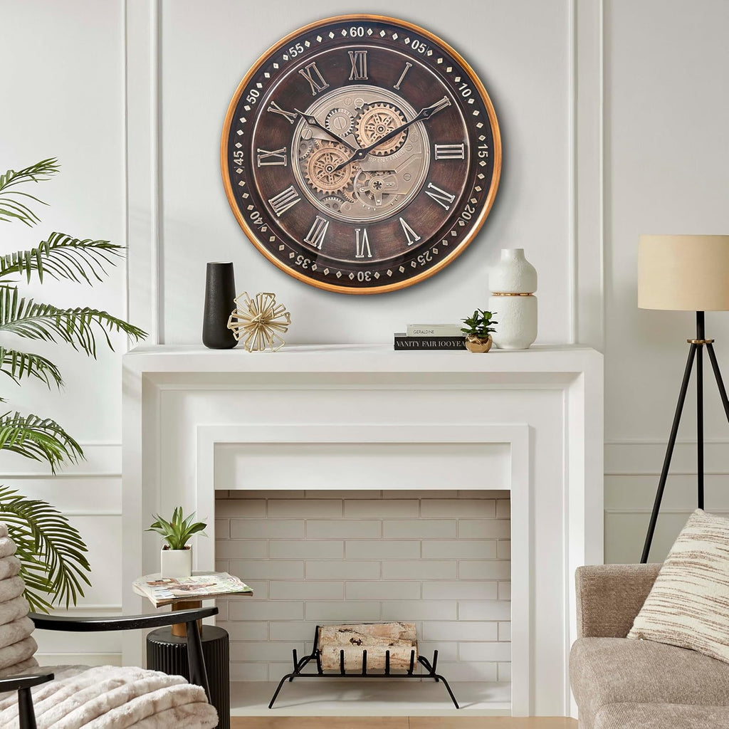Oversized Farmhouse Beige Wall Clock — 24" - View 4