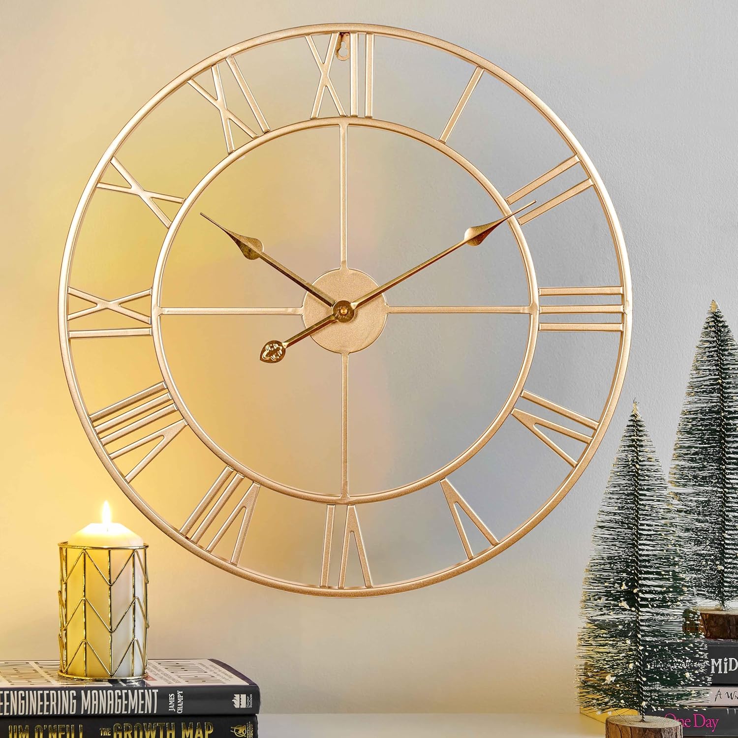 Oversized Modern Black Wall Art — 30" — Champagne Gold