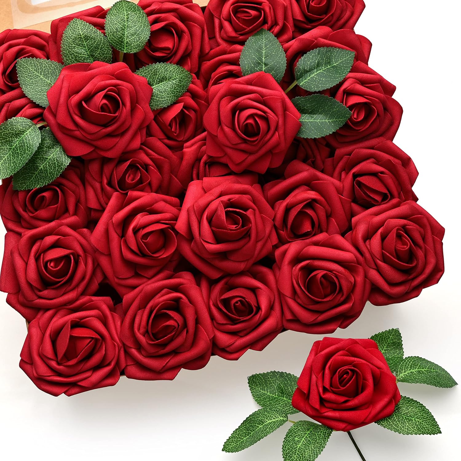 Beige Artificial Flowers — Red