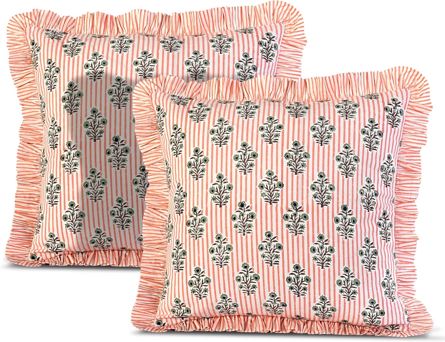 Blue Throw Pillow Cover — 18" — Salmon Blossom