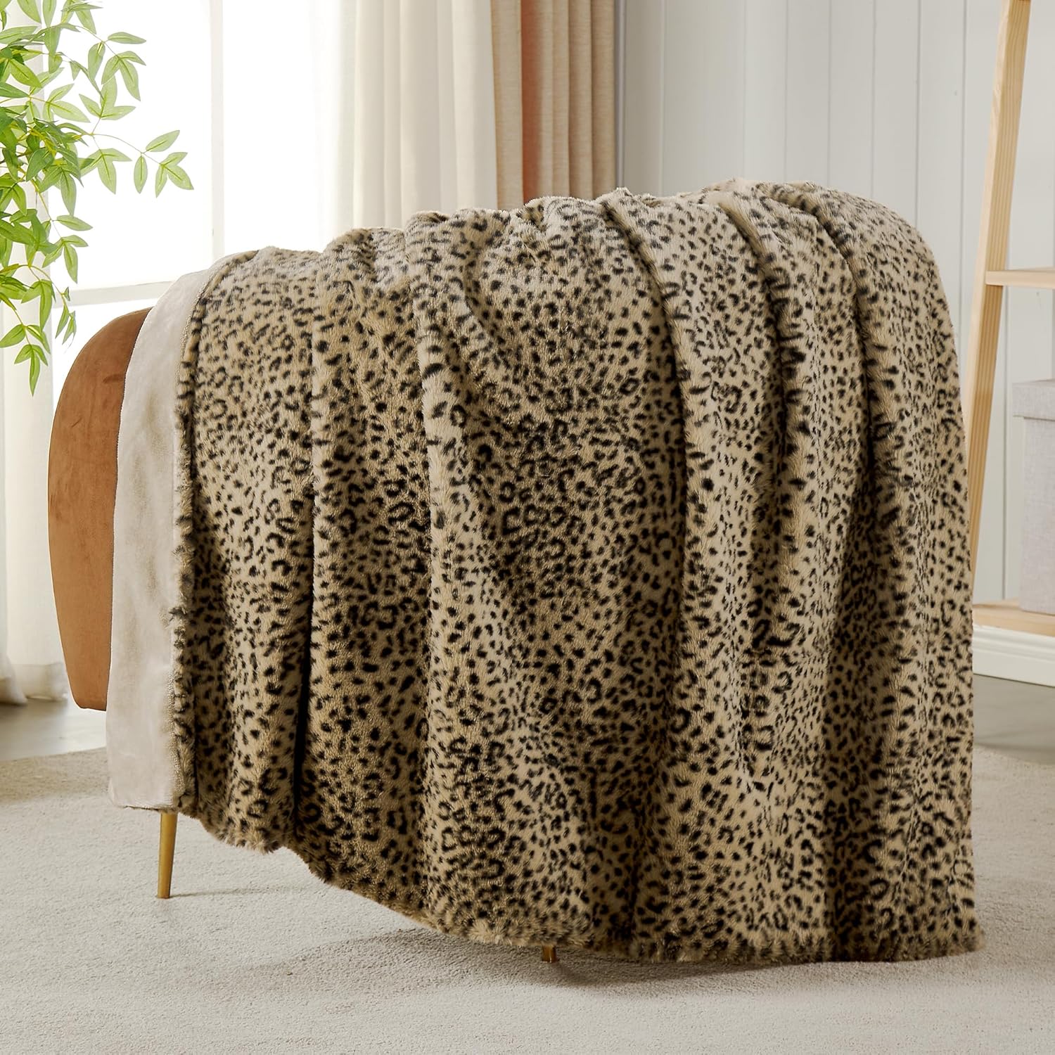 Beige Throw Pillow — 50" — Tan - Leopard
