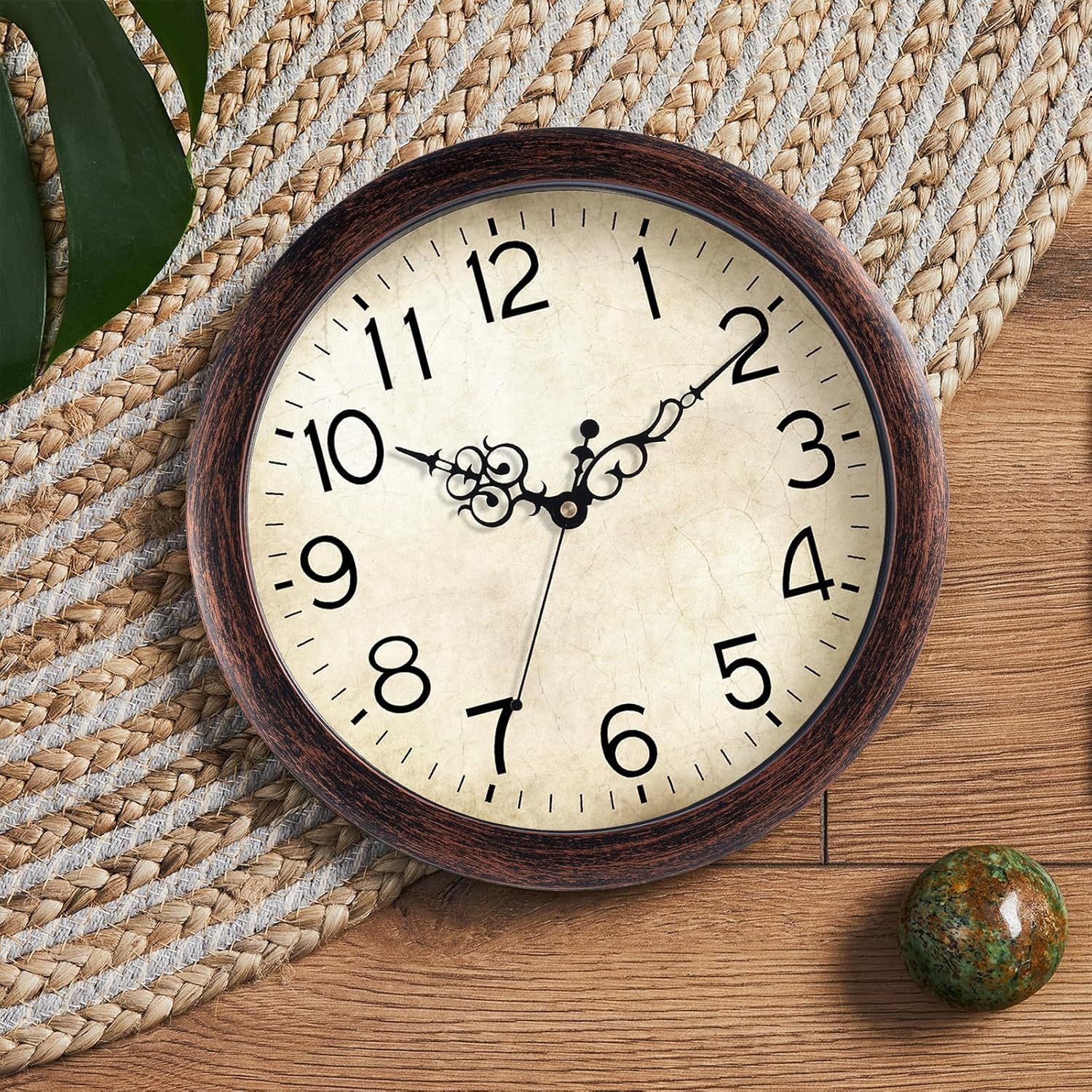 Battery Operated Farmhouse Brown Wall Clock — 14" - View 3