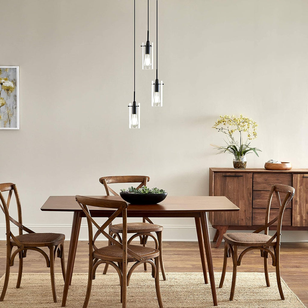 Modern Black Chandelier — 3-Light - View 2