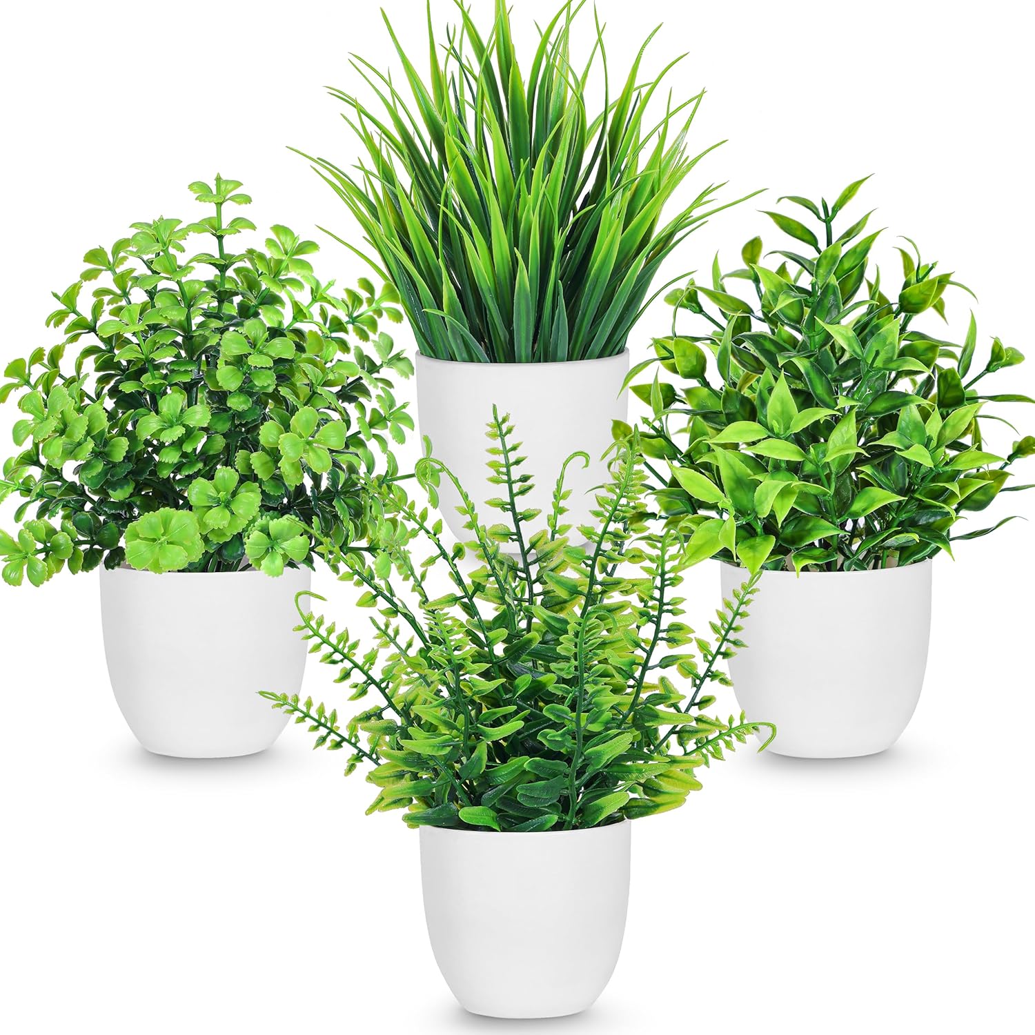 Blue Faux Plant — White