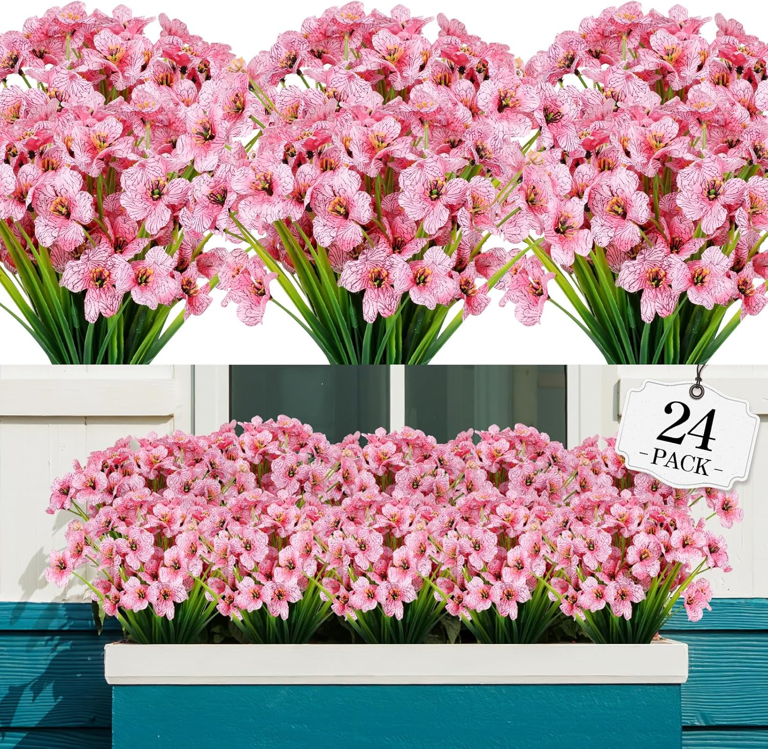 Farmhouse Black Faux Plant — Pink