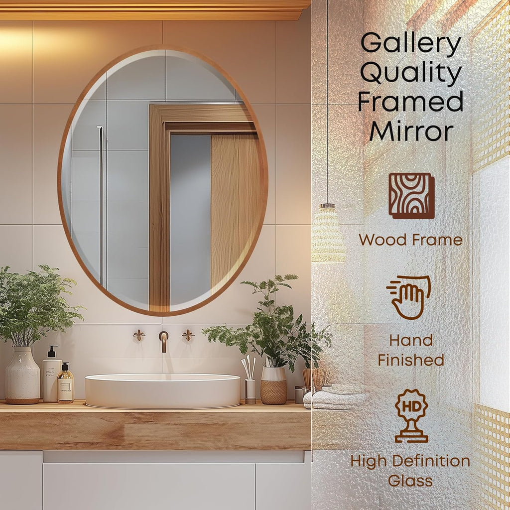 Beveled Luxe Beige Wall Mirror — 31" - View 2