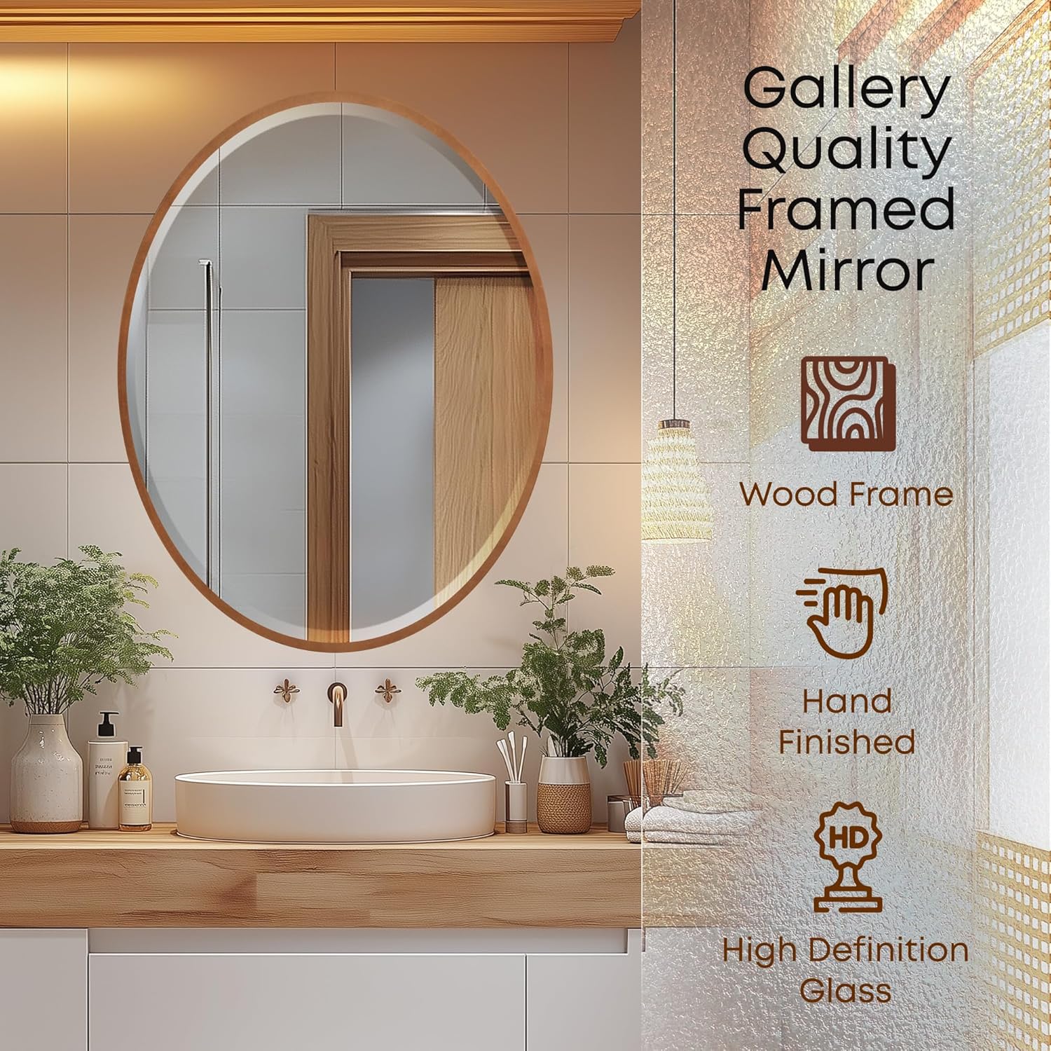 Beveled Luxe Beige Wall Mirror — 31" - View 2
