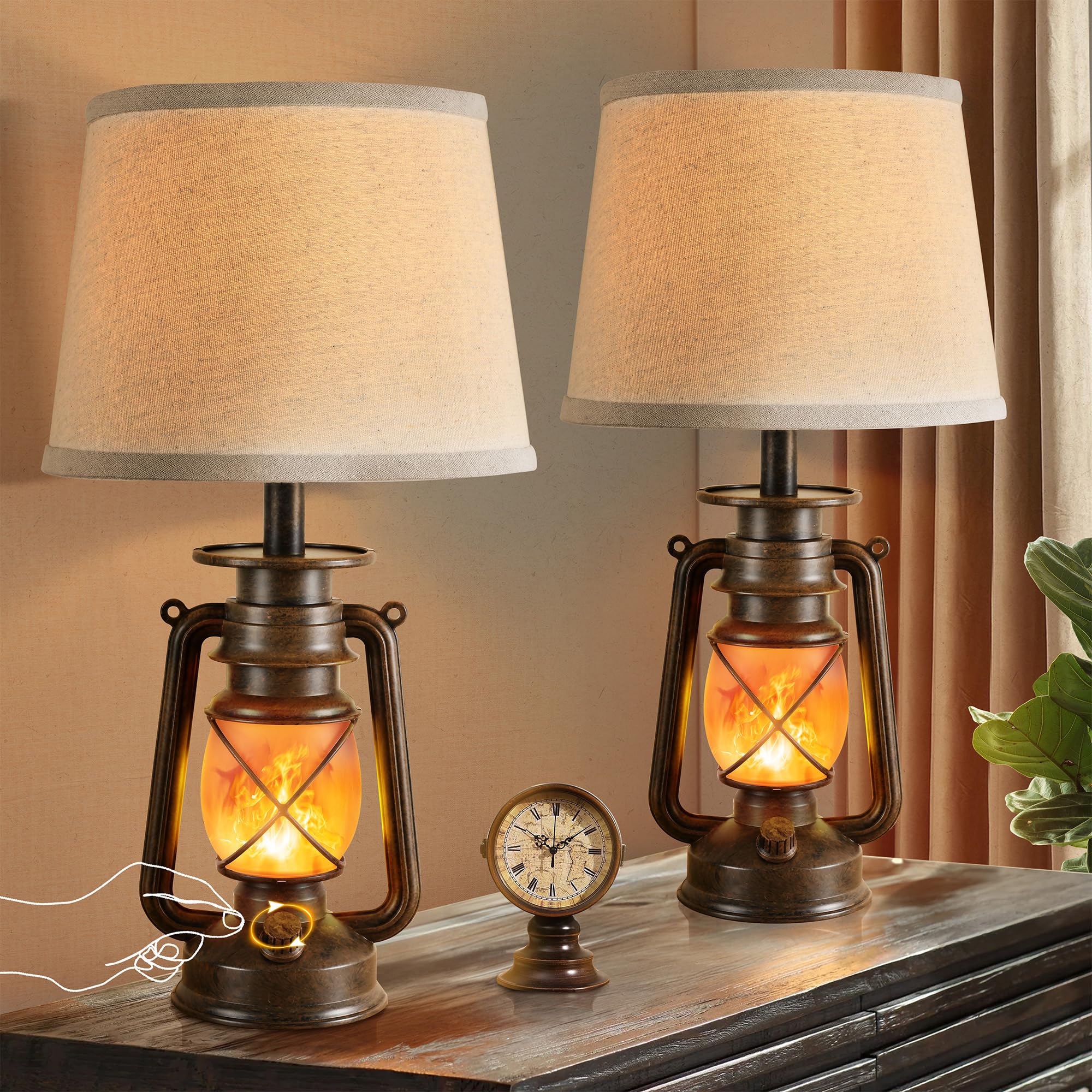 Vintage Farmhouse Black Bedside Lamp — 18.72"