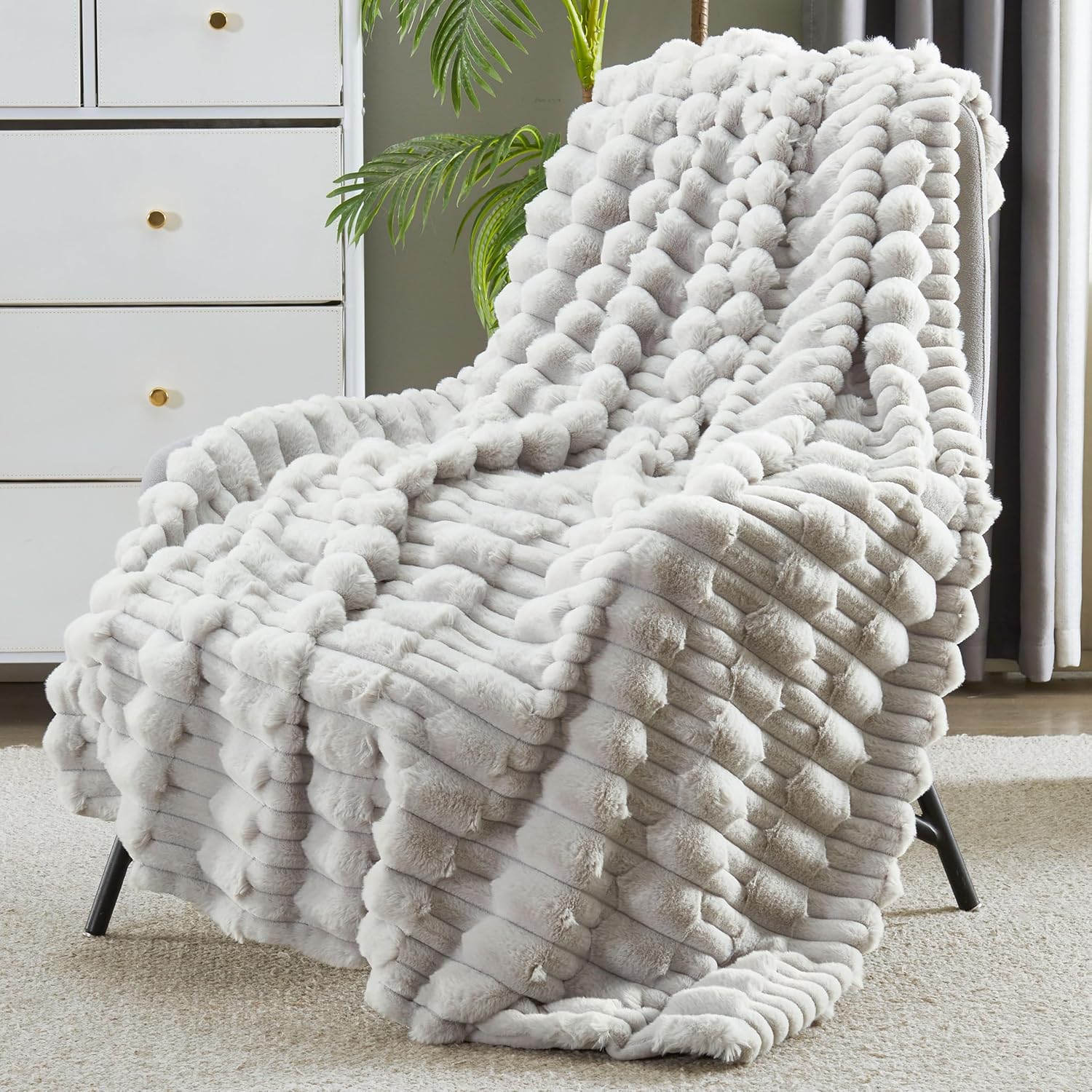 Modern Beige Throw Pillow — 50" — Grey