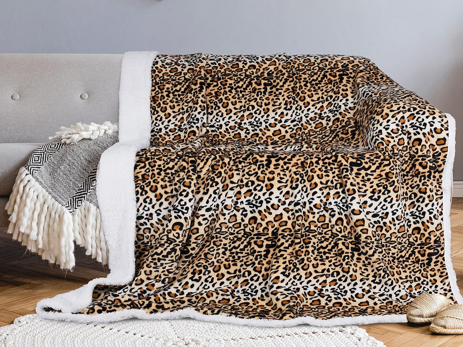 Beige Throw Pillow — 50" — Cheetah