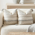 Tufted Boho Beige Pillow Cover — 36" — 20" x 20" (Pack of 2)