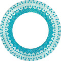 Handcrafted Blue Round Mirror — 24" — White, Sky Blue